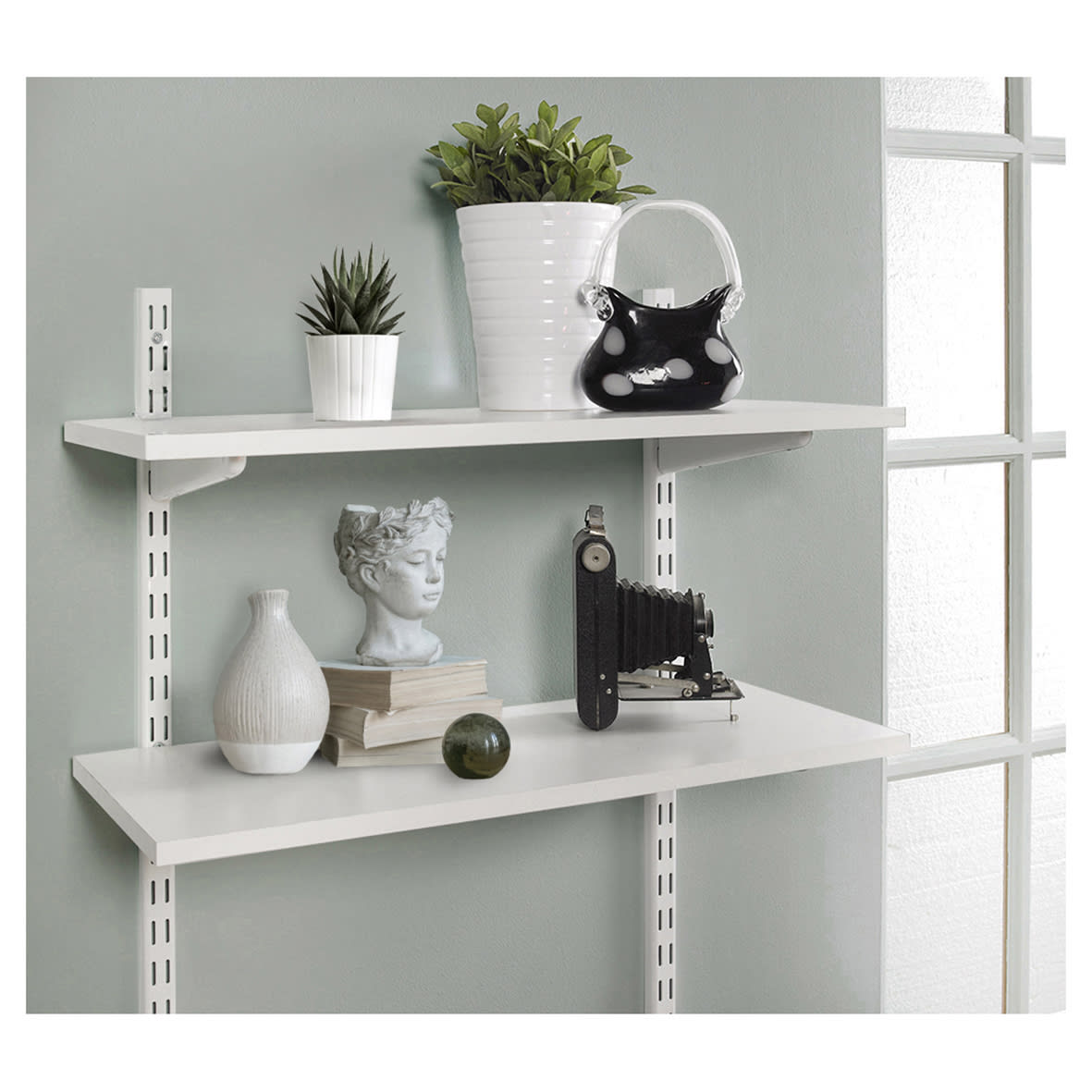 Twin Slot Shelf Wall Upright - 2000mm Length - Black - view 3