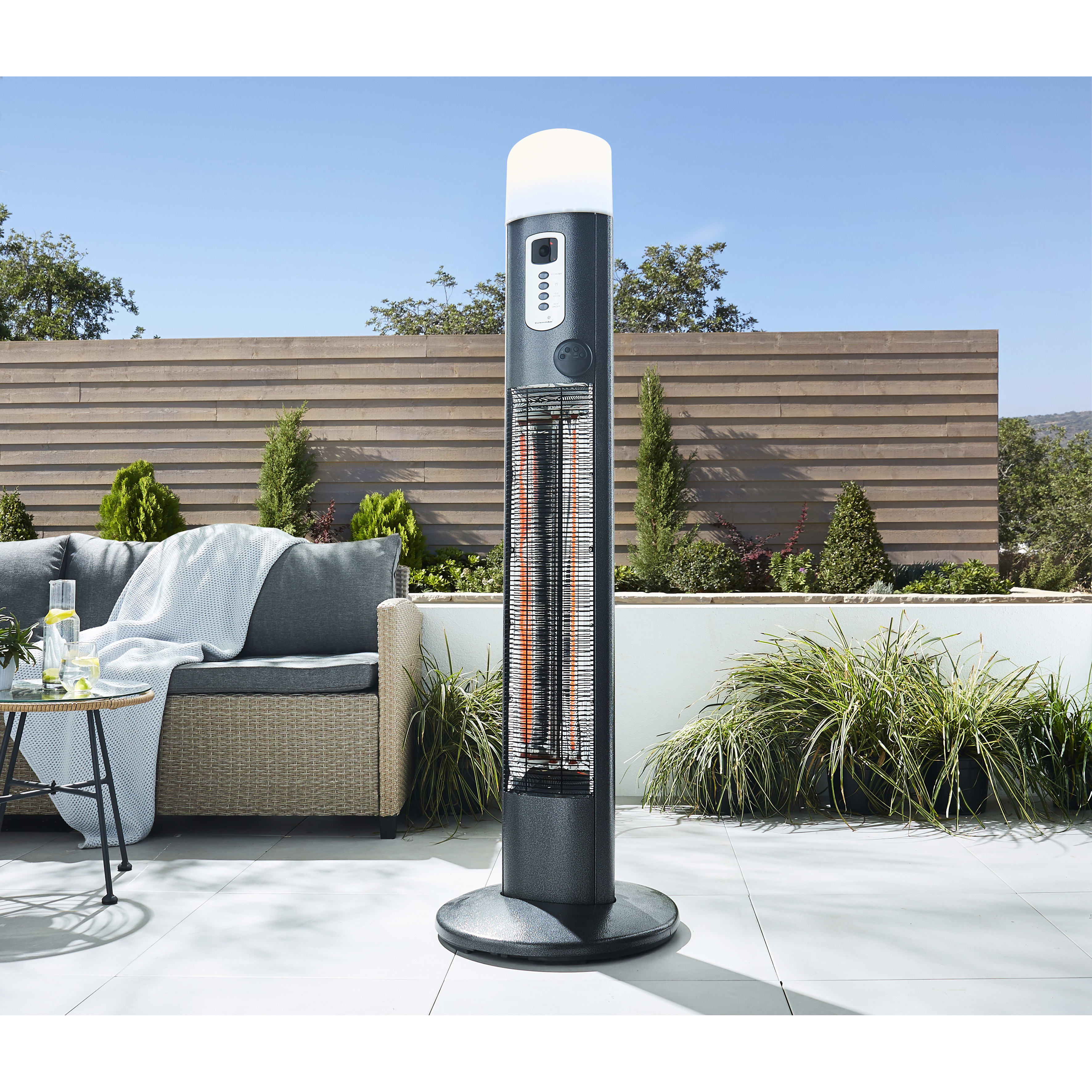 Forum Zink Amber IP55 Floor Standing Patio Heater with Remote Control - 1480/2960W - view 4