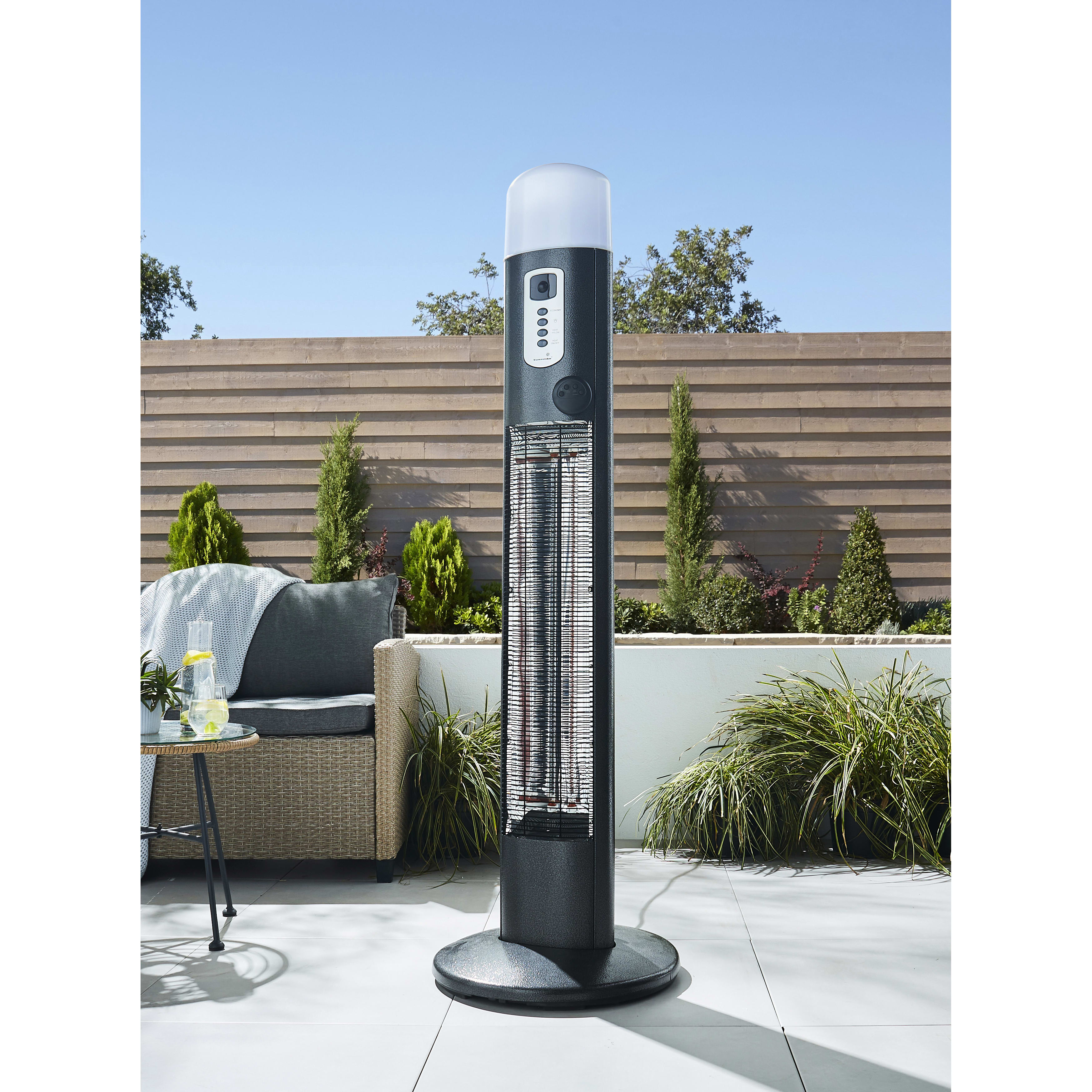 Forum Zink Amber IP55 Floor Standing Patio Heater with Remote Control - 1480/2960W - view 5