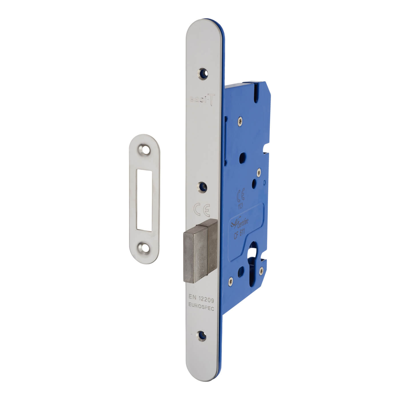 Architectural DIN Euro Deadlock - 85mm Case - 60mm Backset - Radius - Pol Stainless Steel - view 2