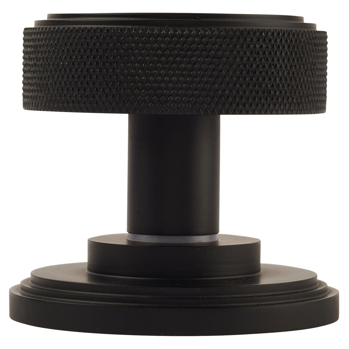 Matt Black Knurled Mortice Door Knob - 62mm Rose Diameter - Riley Range - view 2