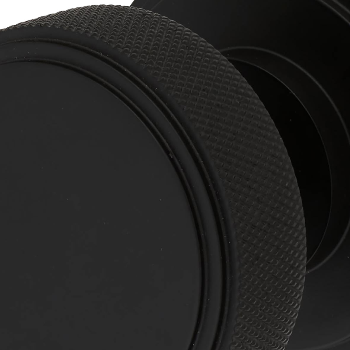 Matt Black Knurled Mortice Door Knob - 62mm Rose Diameter - Riley Range - view 4
