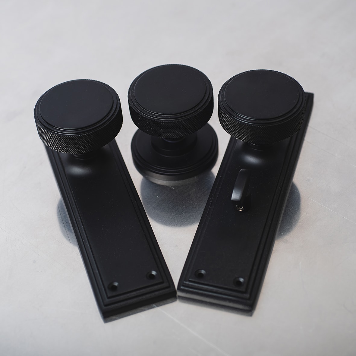 Matt Black Knurled Mortice Door Knob - 62mm Rose Diameter - Riley Range - view 5