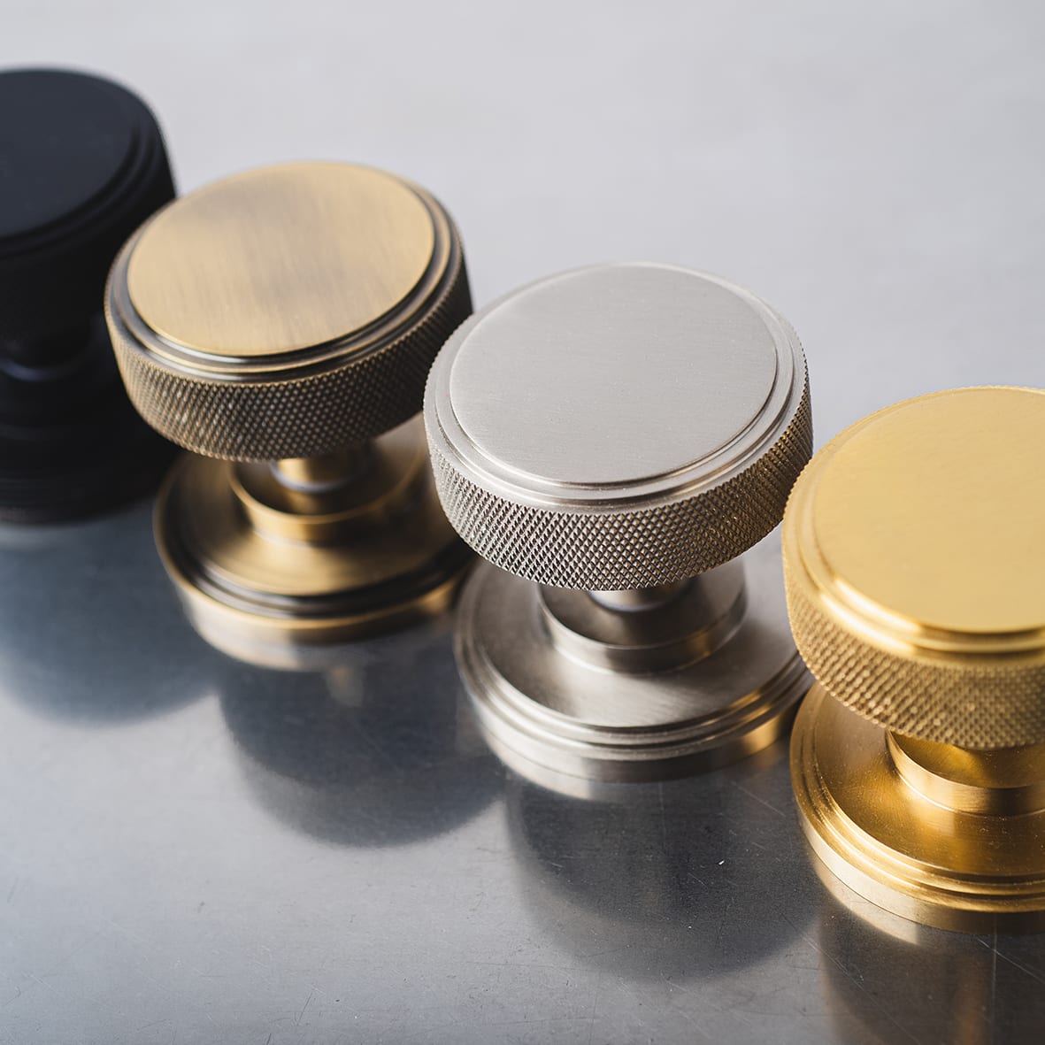 Matt Black Knurled Mortice Door Knob - 62mm Rose Diameter - Riley Range - view 6