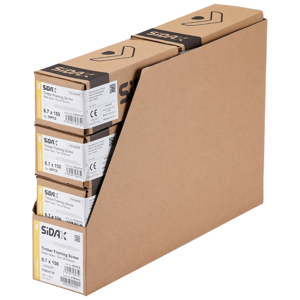 Timber Frame Screws Wafer Head - 6.7 x 150mm - Yellow Zinc - Pack of 50 - view 3