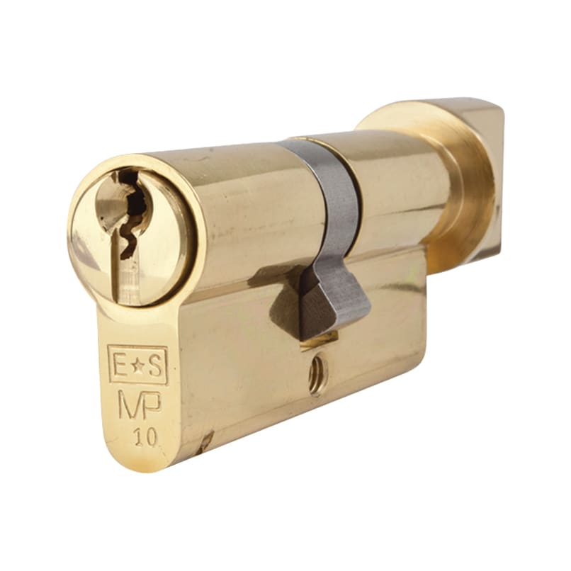 10 Pin 64mm Euro Thumbturn Cylinder - 32mm Turn + 32mm - Polished Brass - Keyed to Differ - view 2