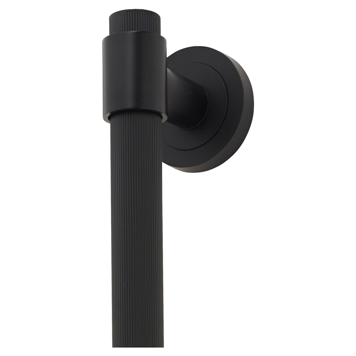 Matt Black 52mm Lines T-Bar Door Pull Handle on Rose - Screw Fix - 300mm Centres - view 2