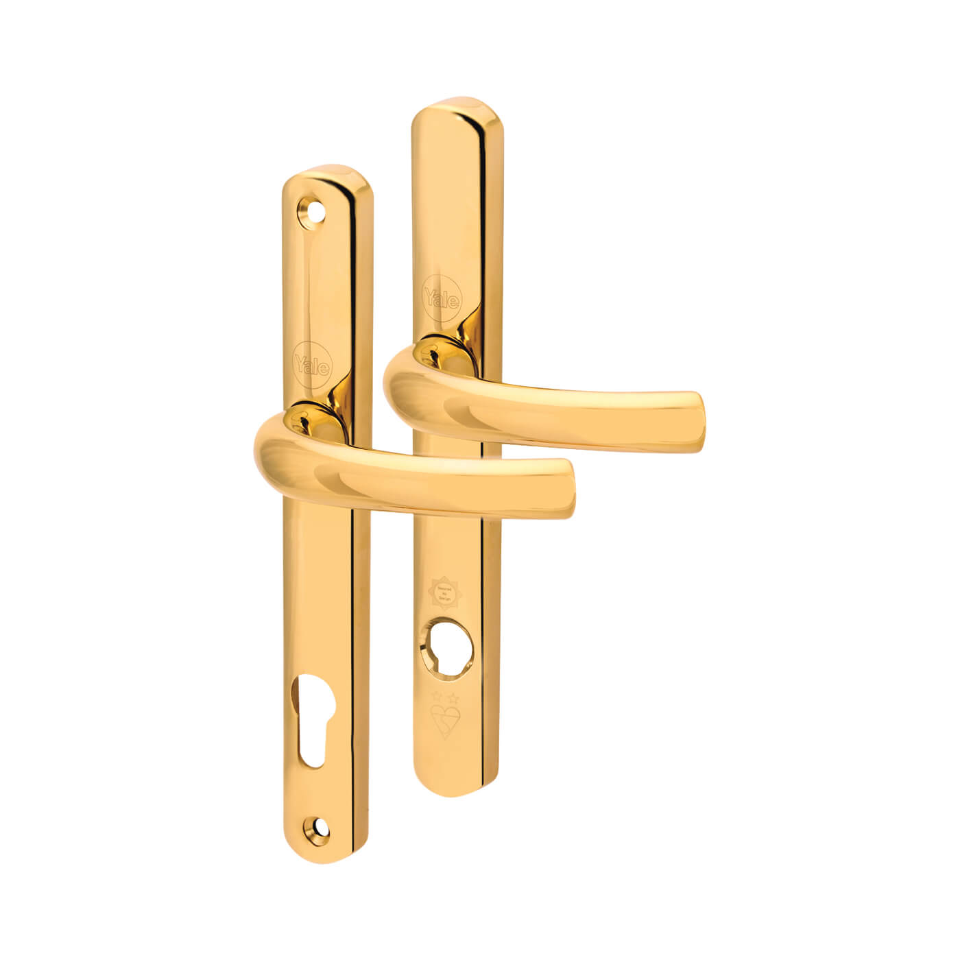 PVD Gold uPVC 2 Star Platinum Security Lock Door Handles - 92mm c/c - view 2