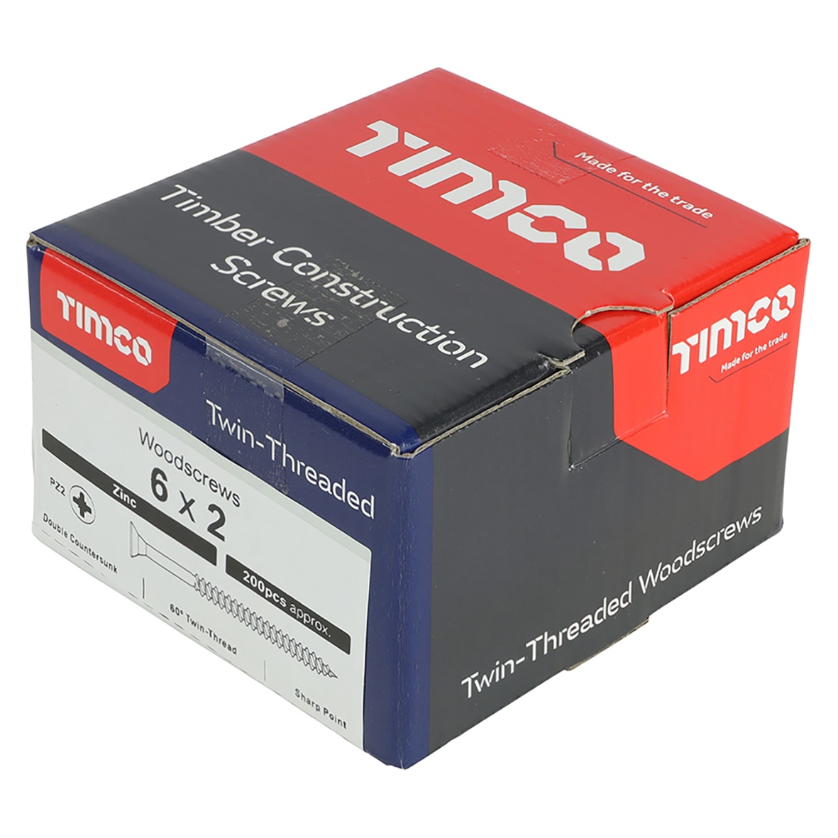 Twin Threaded Pozi Countersunk Wood Screws - 6 x 2" - Zinc Plated - Pack of 200 - view 4