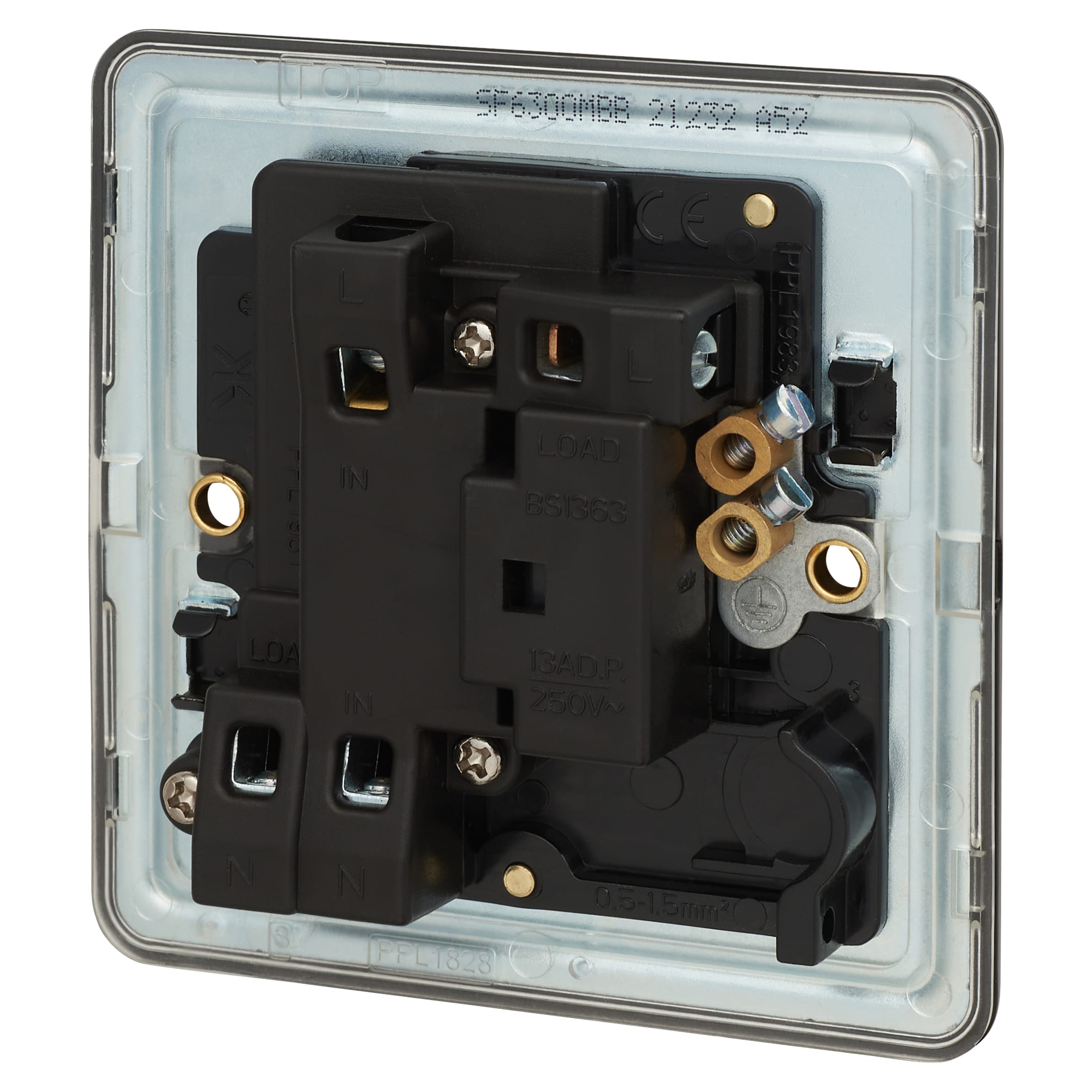 13A 1 Gang Screwless Flat Plate Switched Fused Spur - Matt Black - view 3