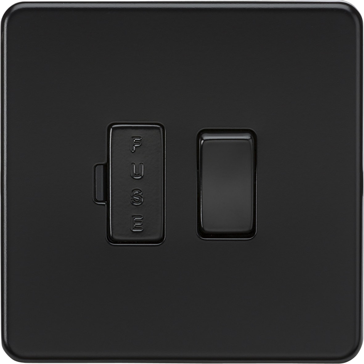 13A 1 Gang Screwless Flat Plate Switched Fused Spur - Matt Black - view 4