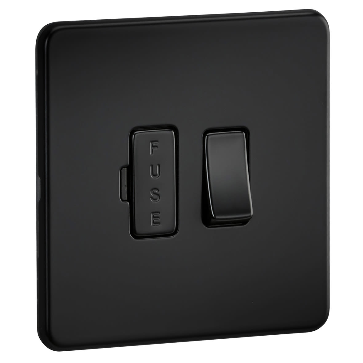 13A 1 Gang Screwless Flat Plate Switched Fused Spur - Matt Black - view 5