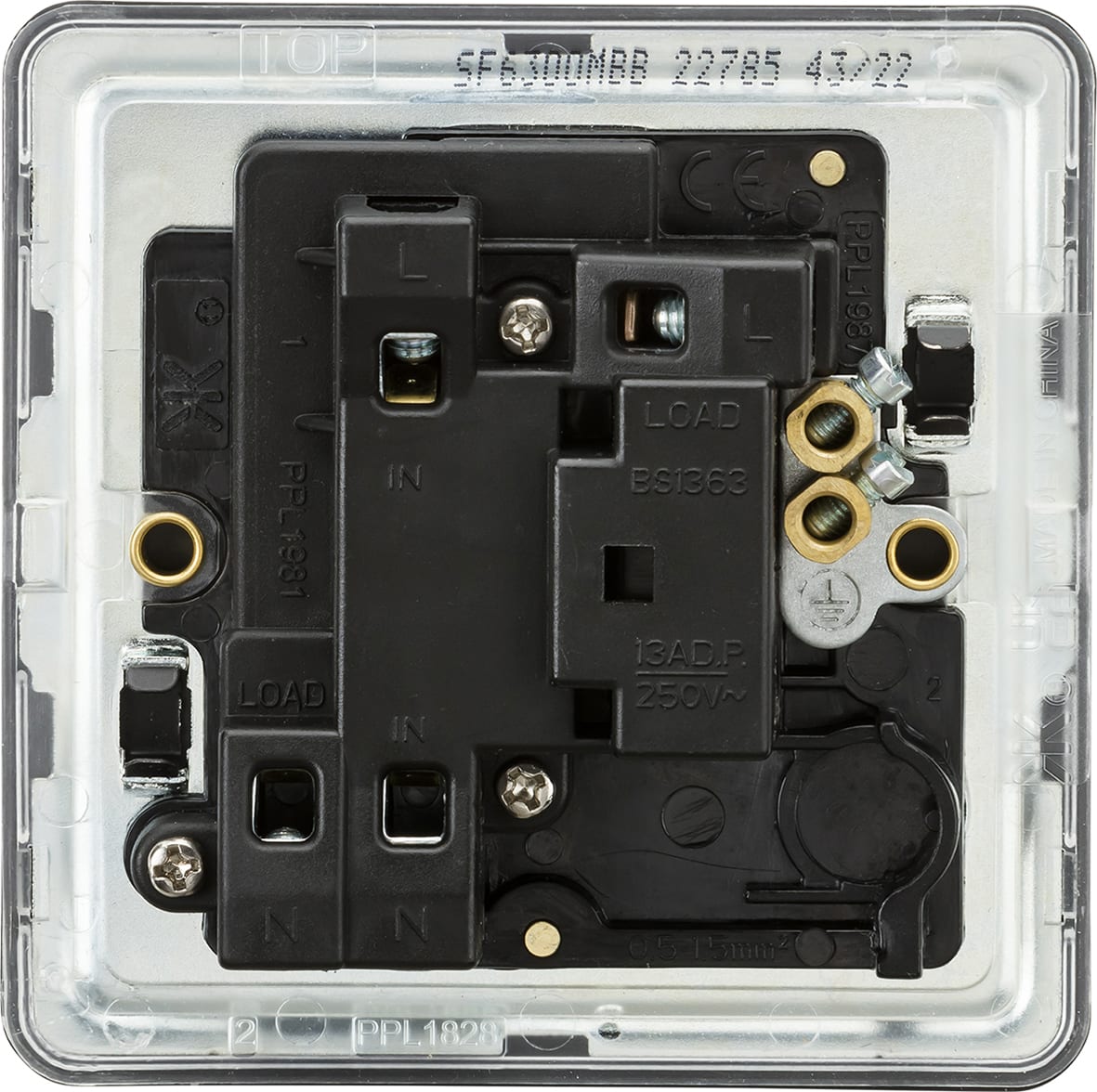 13A 1 Gang Screwless Flat Plate Switched Fused Spur - Matt Black - view 6