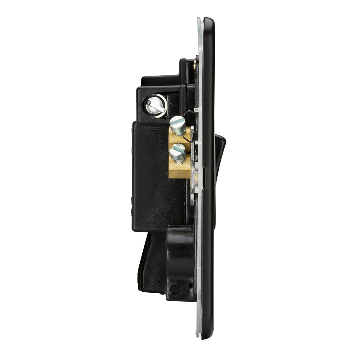 13A 1 Gang Screwless Flat Plate Switched Fused Spur - Matt Black - view 7