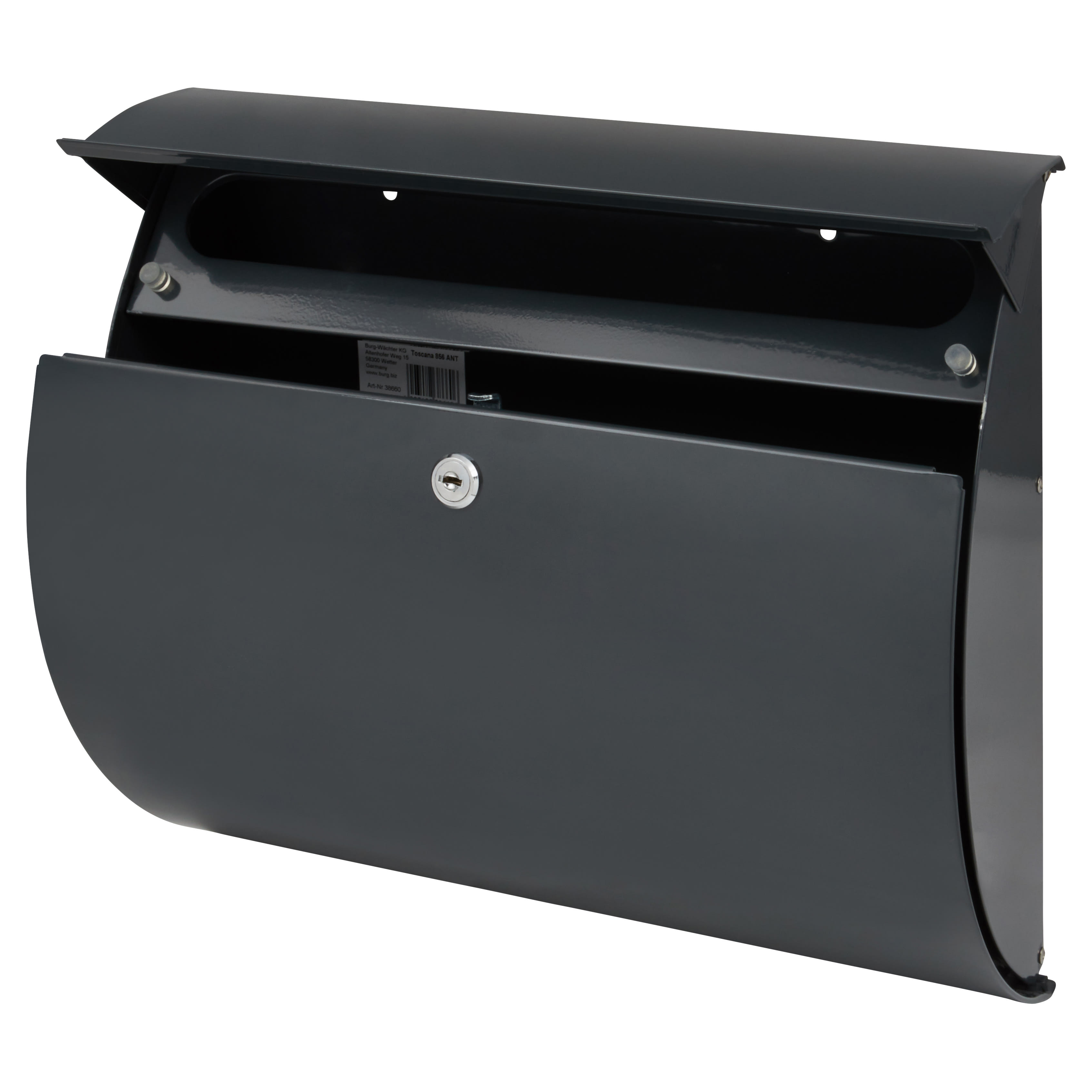 Toscana Postbox - 330 x 376 x 106mm - Anthracite Grey - view 4