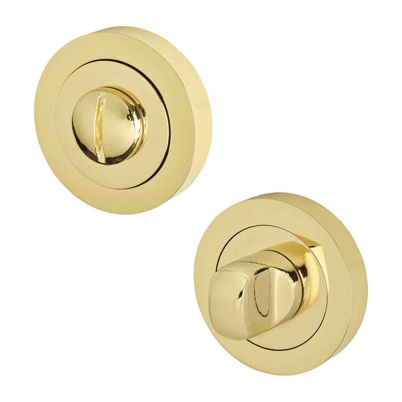 Polished Brass Bathroom Lock Door Handles on Rose Pack - Eloise Range - view 6