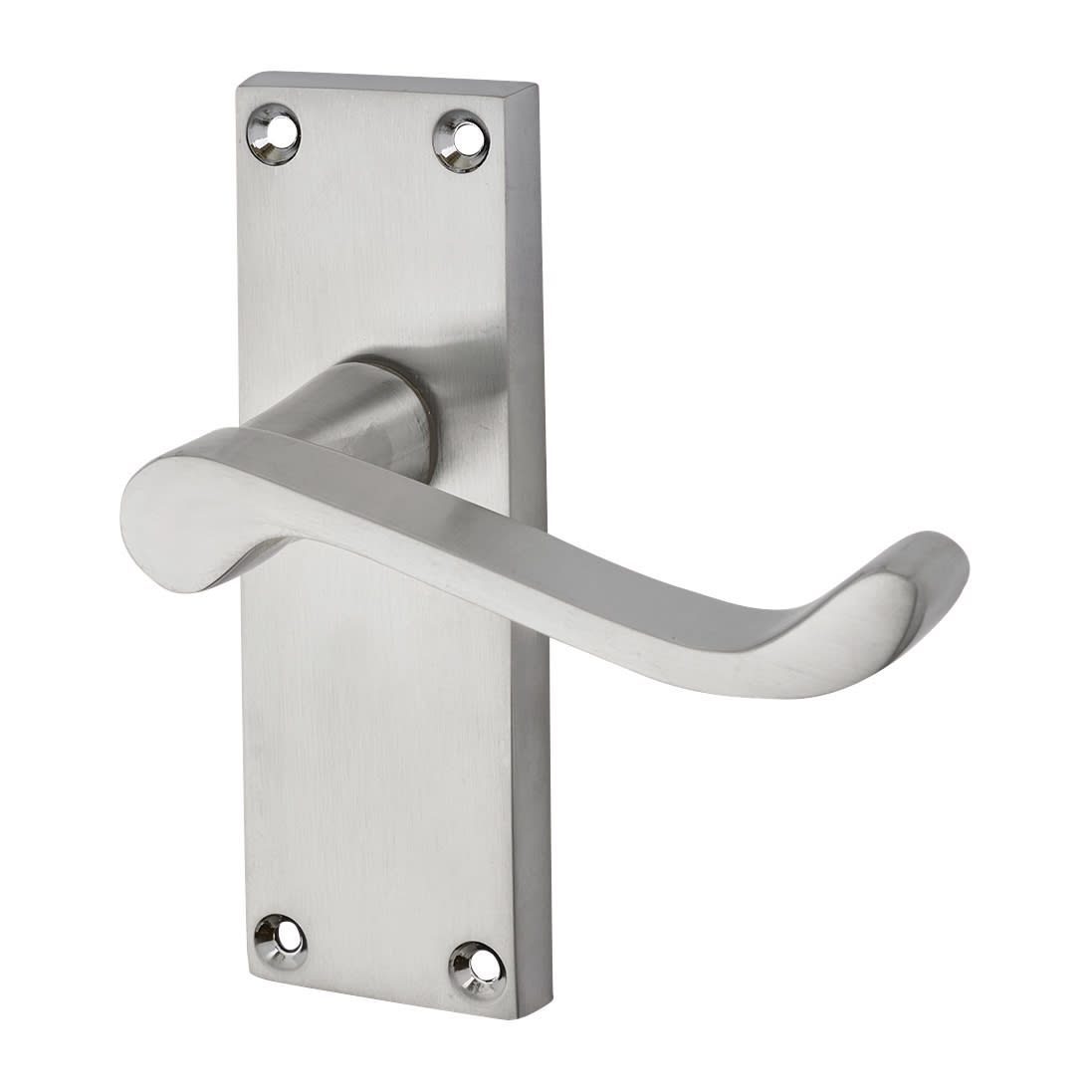 Satin Chrome Budget Scroll Latch Door Handles Pack - Short Plate - view 3