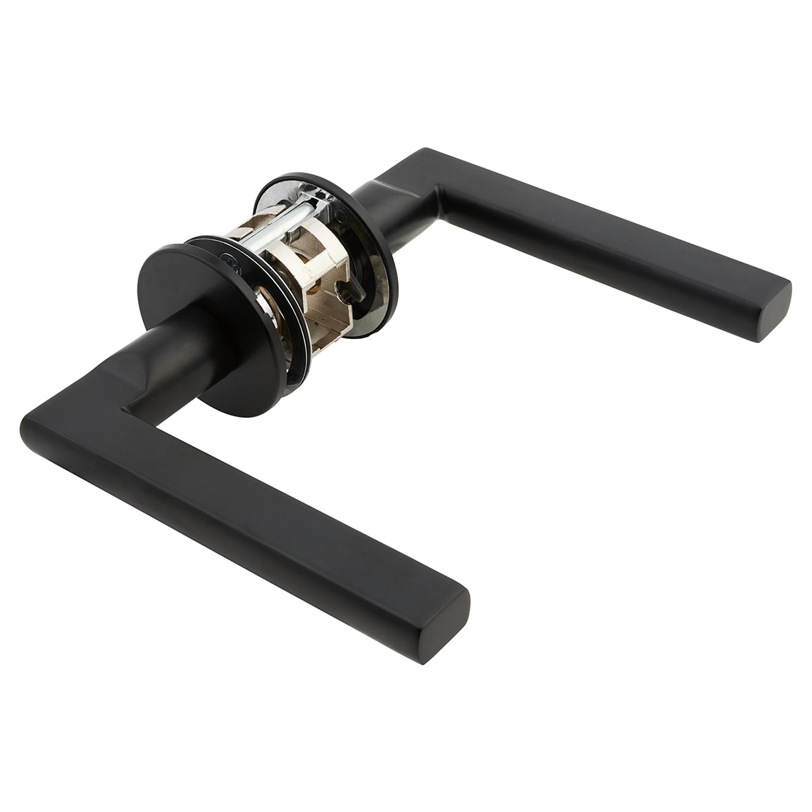 Matt Black Door Handles on Round Slim Rose - Schema Rita Range - view 4
