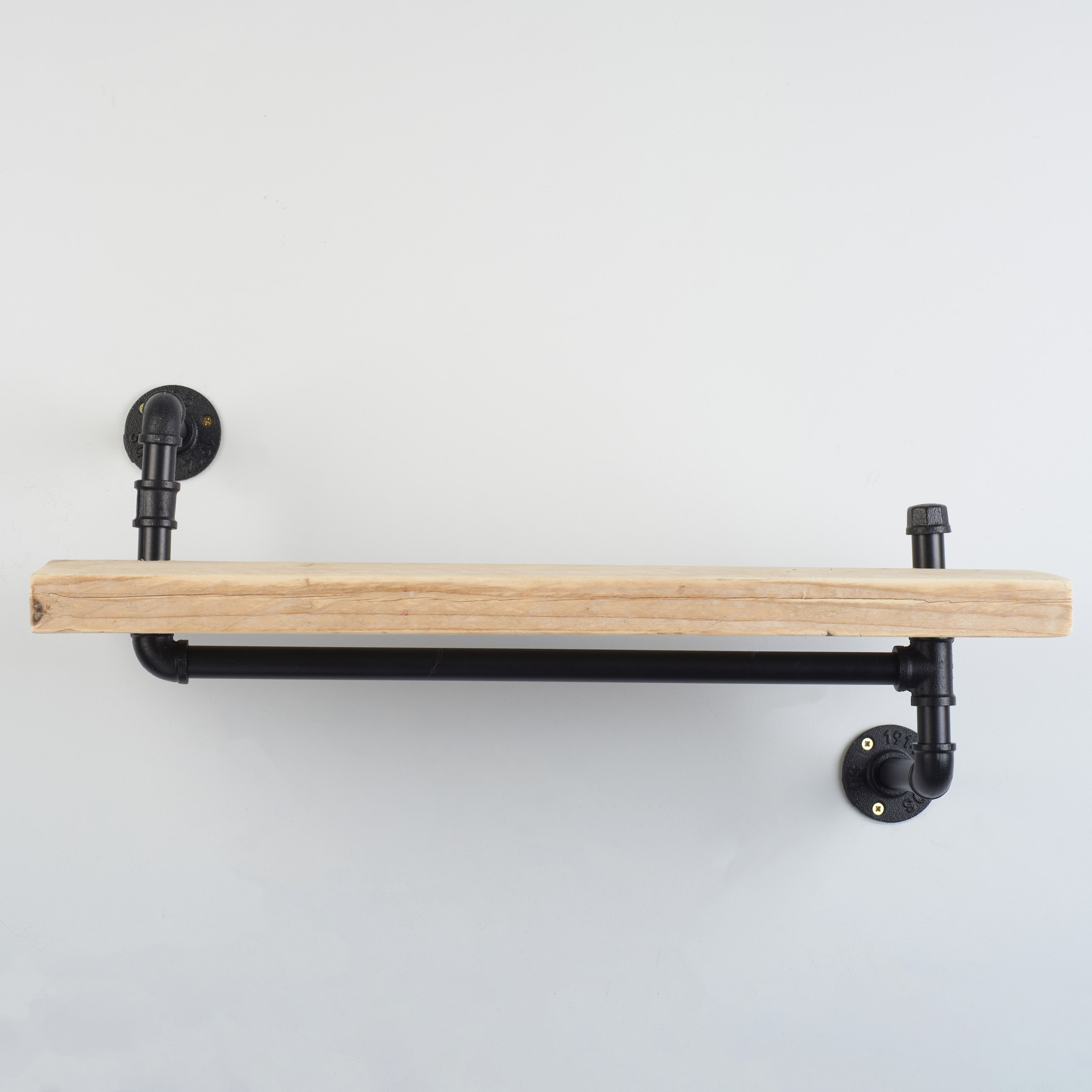 1/2" Drill Through Pipe Shelf Kit with Hanging Rail - Black - view 2