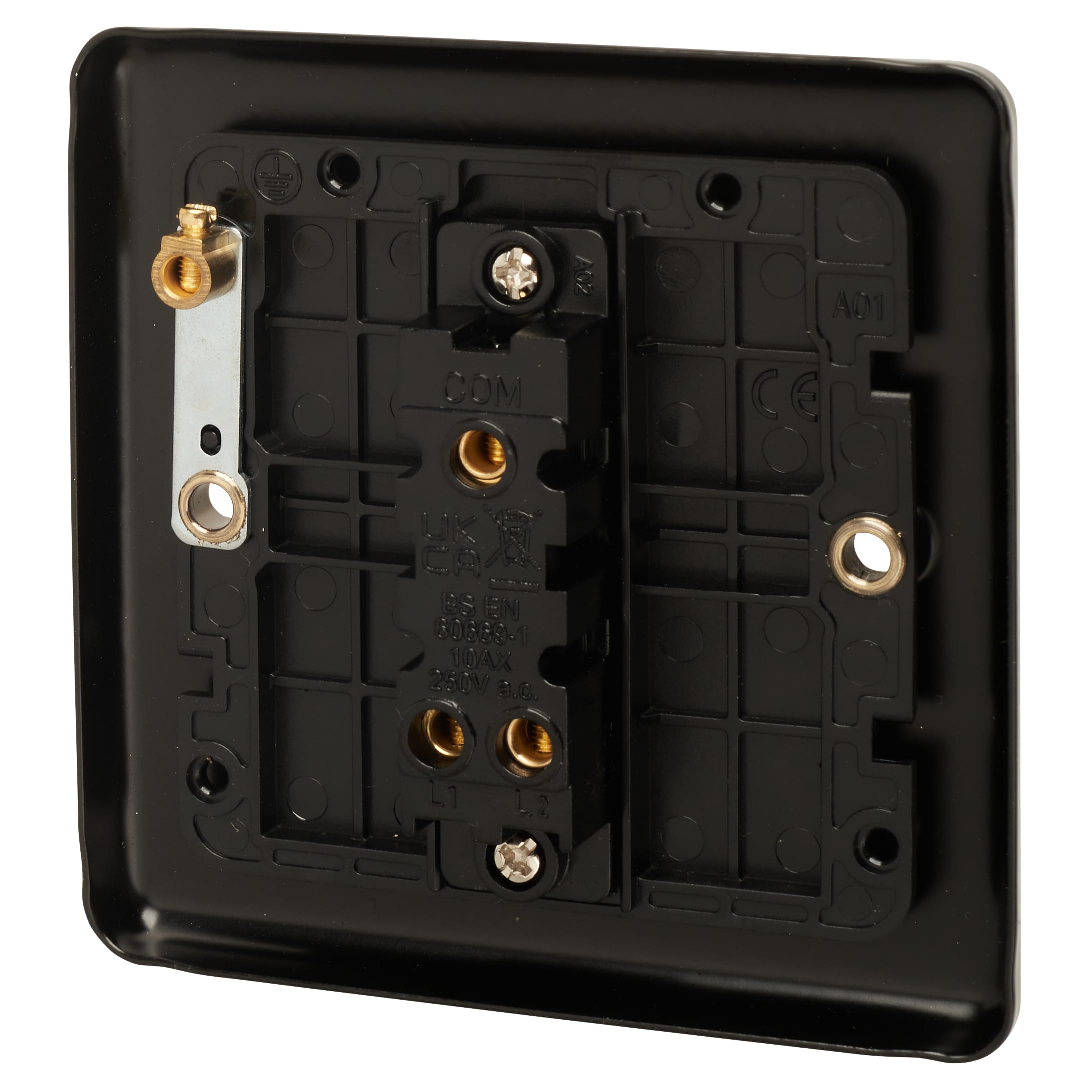 Enhance Decorative 10A 1 Gang 2 Way Light Switch - Matt Black with Black Inserts - view 3