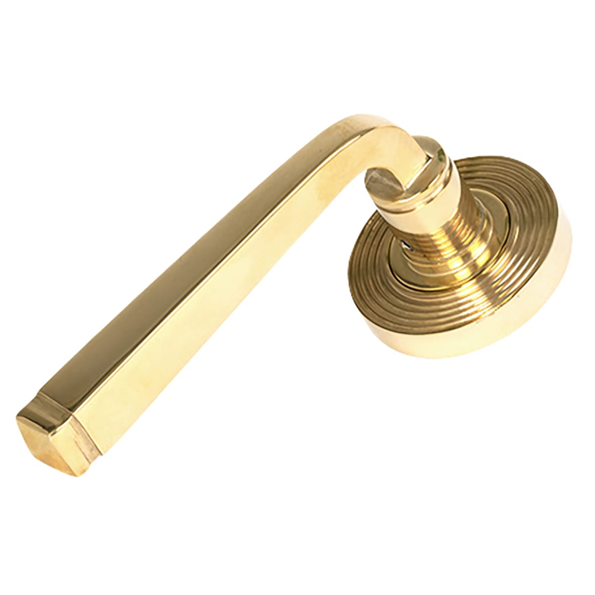 Polished Brass Door Handles on Round Beehive Rose - Avon Range - view 2