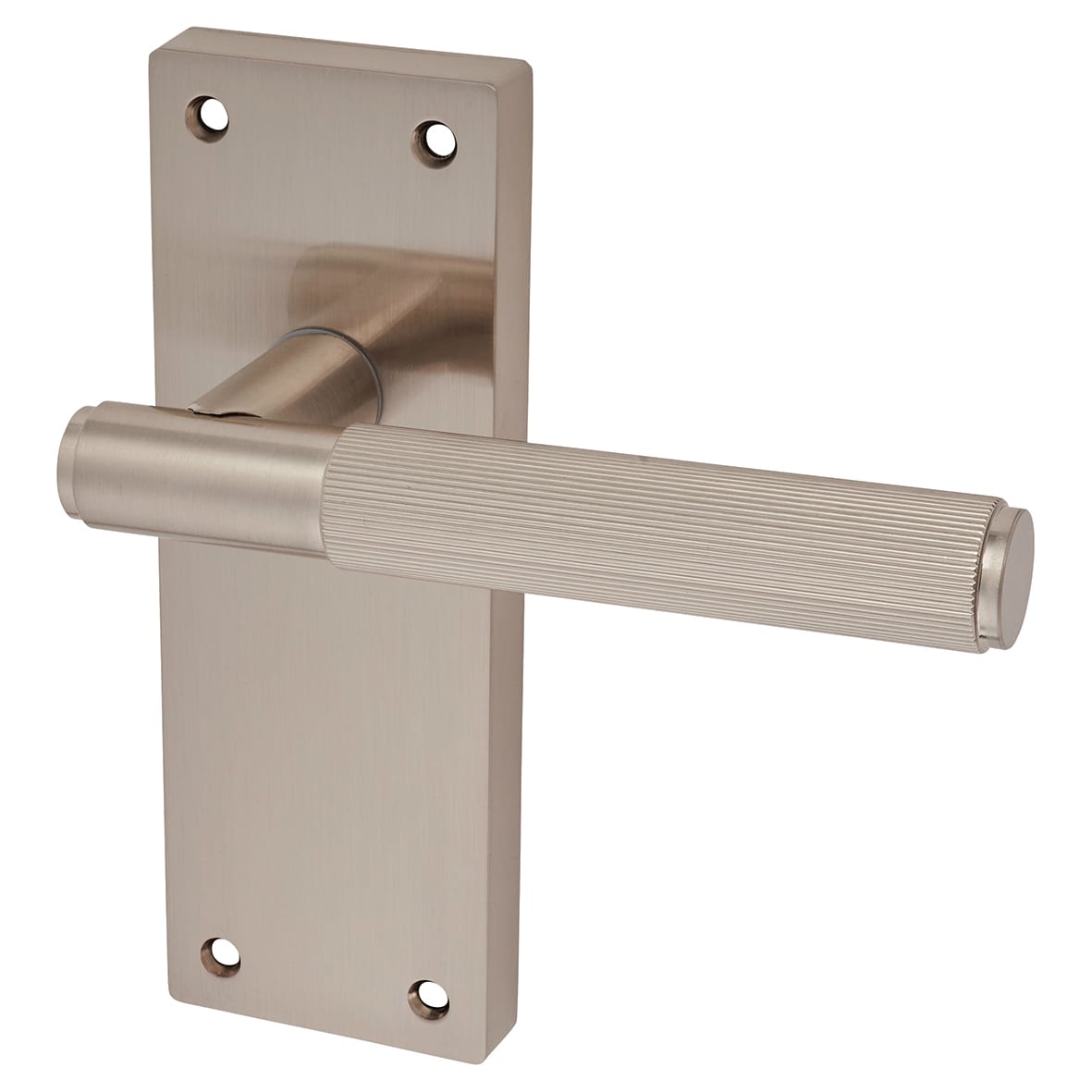 Satin Nickel Lines Latch Door Handles Pack - Nova Range - view 2