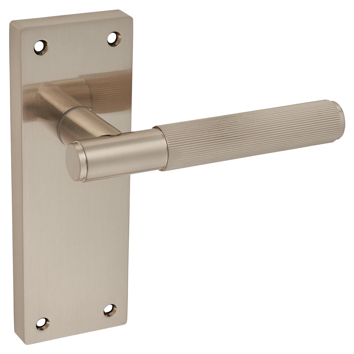 Satin Nickel Lines Latch Door Handles Pack - Nova Range - view 3