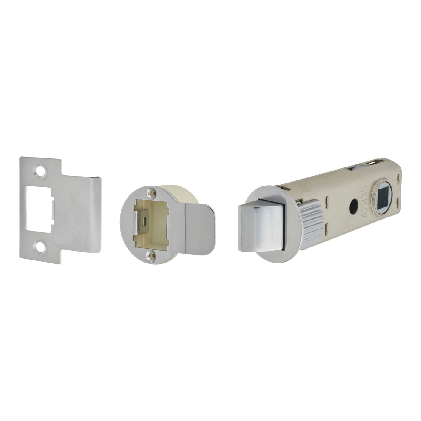FastLatch Push-Fit Bolt Through Tubular Latch - 73mm Case - 57mm Backset - Round - Polished Chrome - view 2