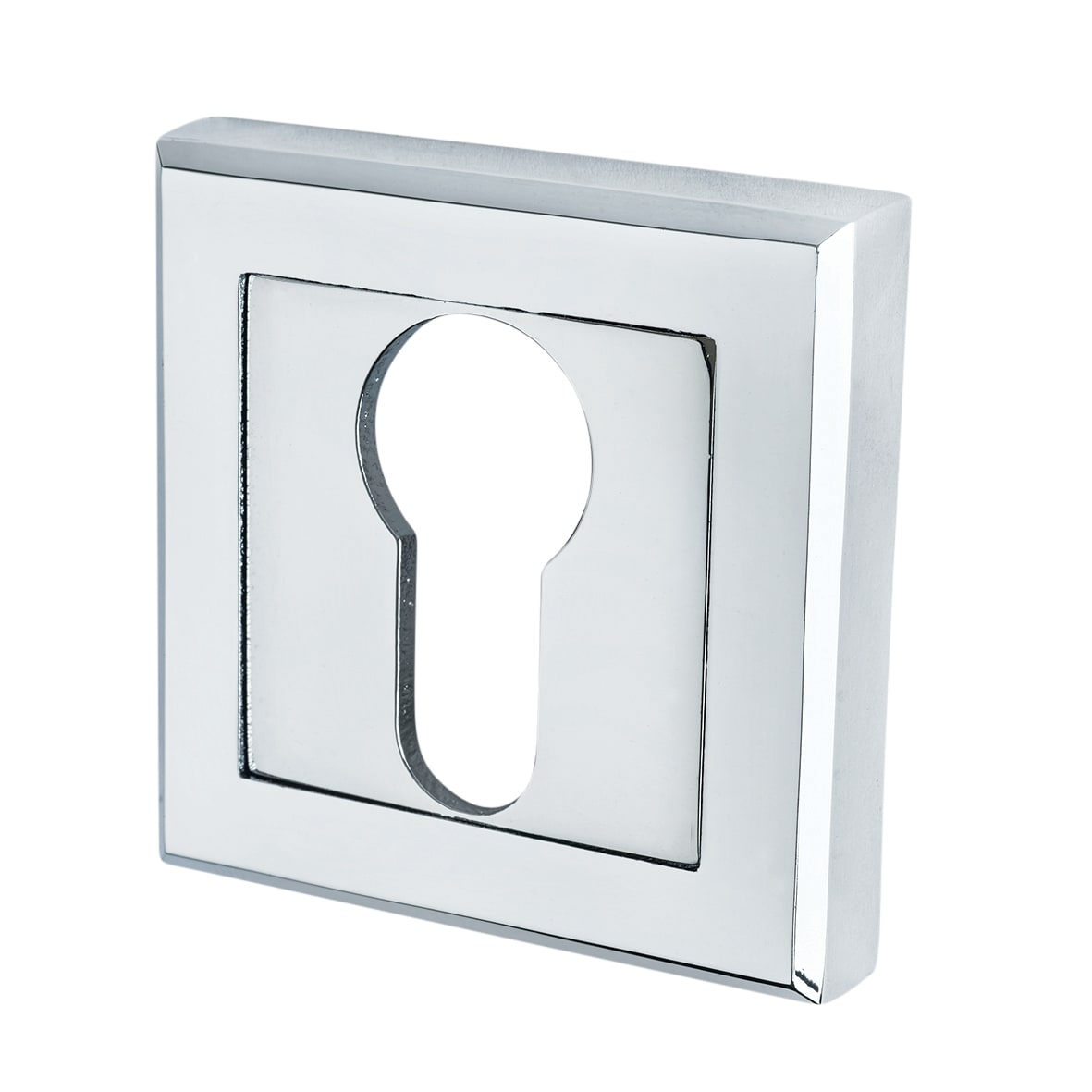 Polished Chrome Euro Lock Door Handles on Square Rose Pack - Spirit Range - view 5