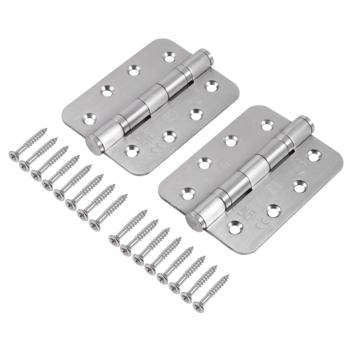 Radius Ball Bearing Grade 14 Butt Fire Door Hinge - 102 x 76 x 3mm - Satin Stainless - Pair - view 2