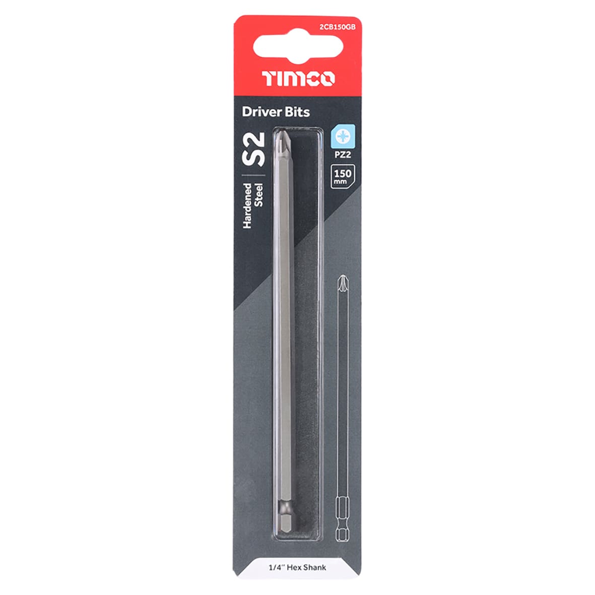 Steel Driver Bit - Pozi - - 150mm Length - view 3