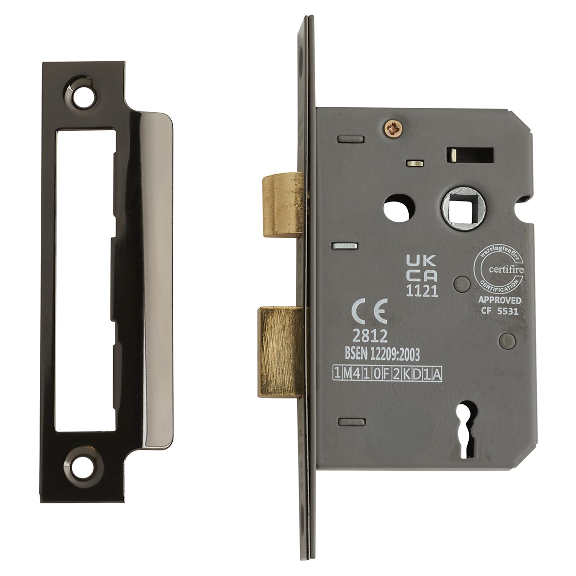 Bolt Through 3 Lever Sashlock - 63mm Case - 45mm Backset - Square - Black Nickel - view 2