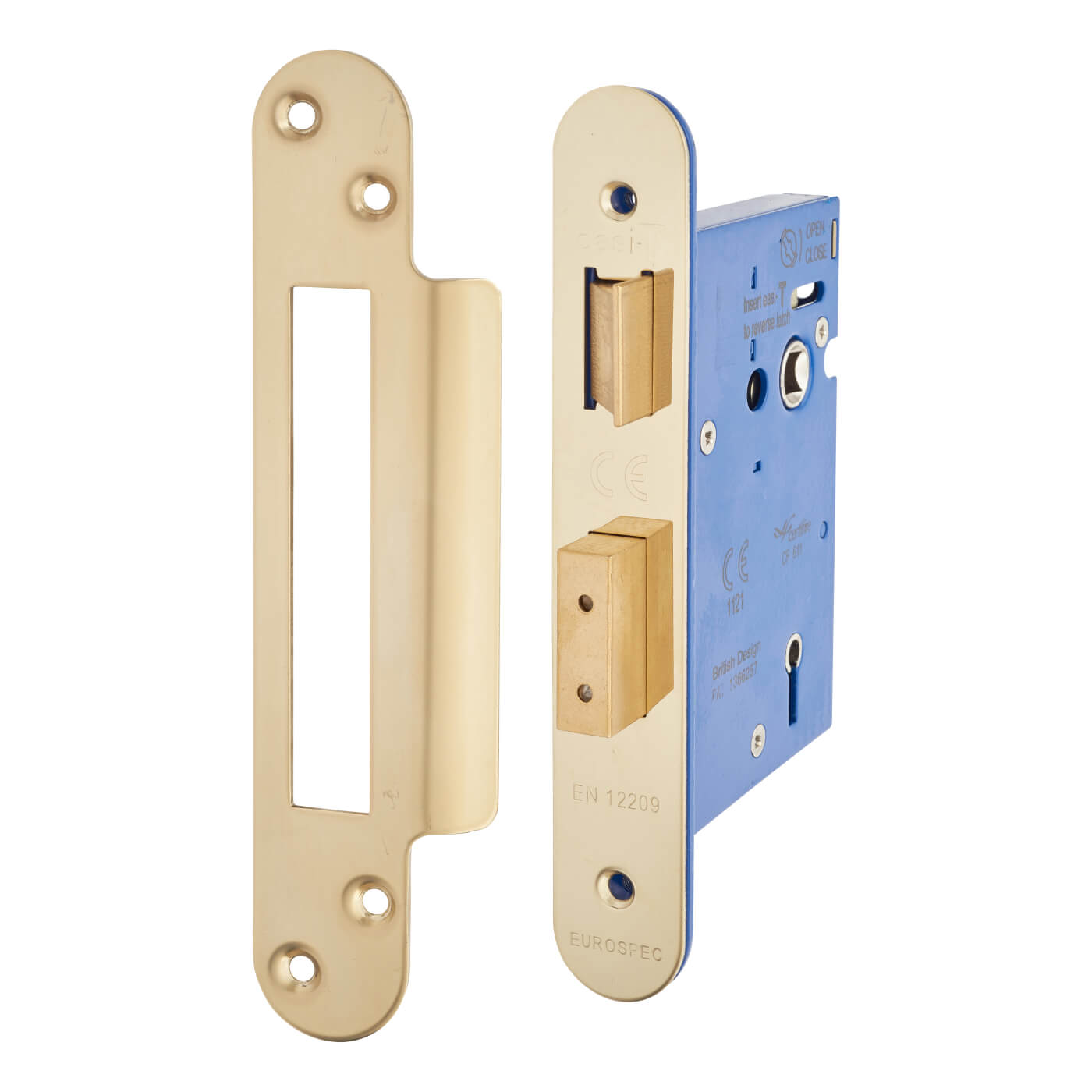 Architectural Bolt Through 5 Lever Sashlock - 78mm Case - 57mm Backset - Radius - PVD Brass - view 2
