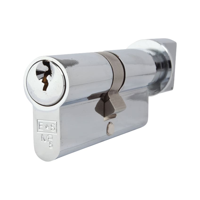 5 Pin 70mm Euro Thumbturn Cylinder - 35mm Turn + 35mm - Polished Chrome - Keyed Alike - view 2