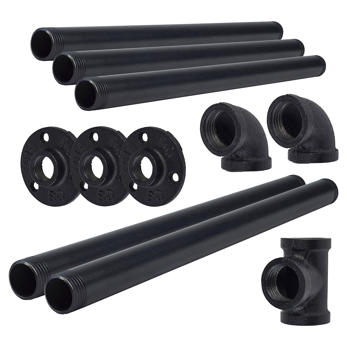 3/4" Long Pipe Wardrobe Rail Kit - Black - view 3