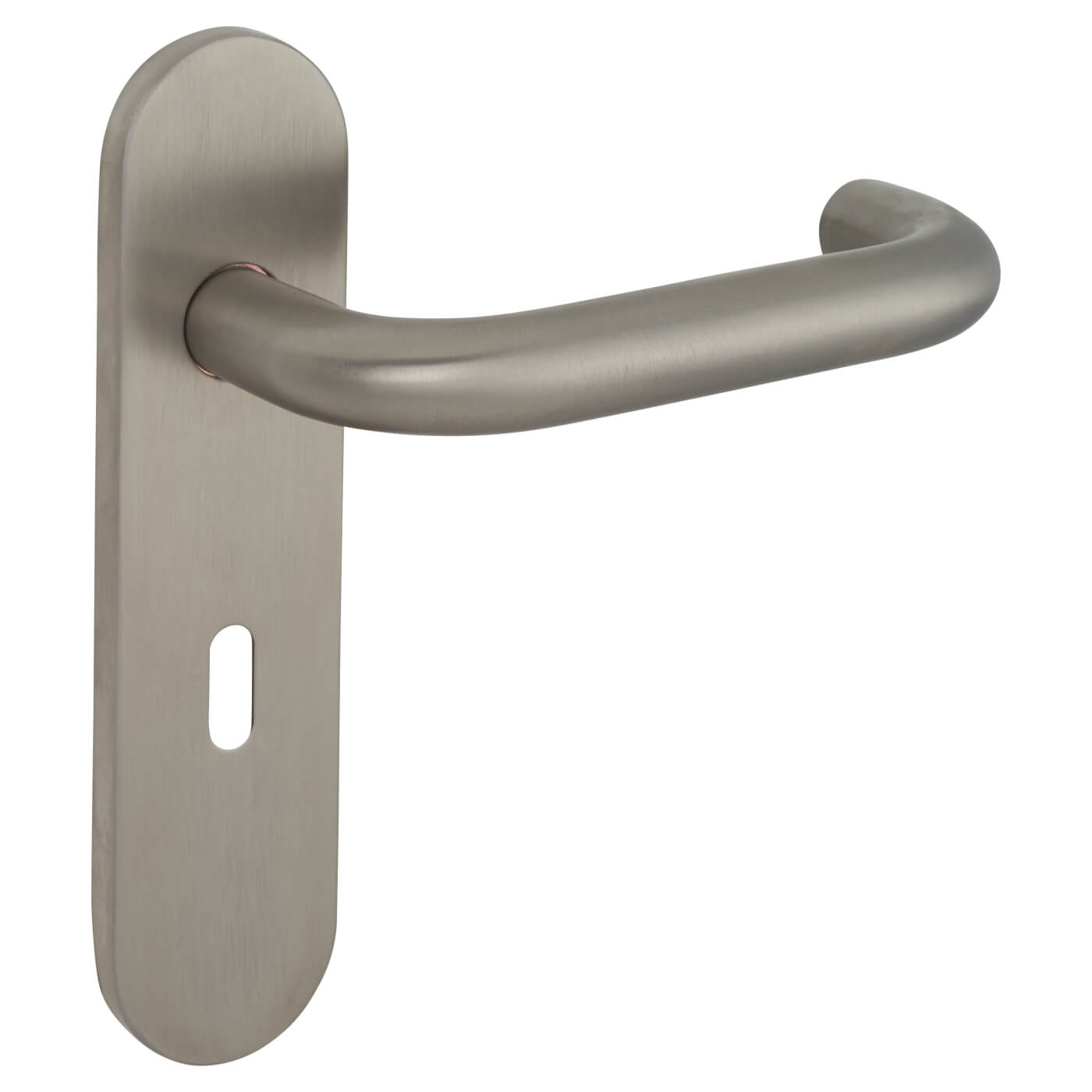 Satin Stainless Steel 19mm Return to Door Keyhole Lock Door Handles - Radius - 57mm c/c - view 3