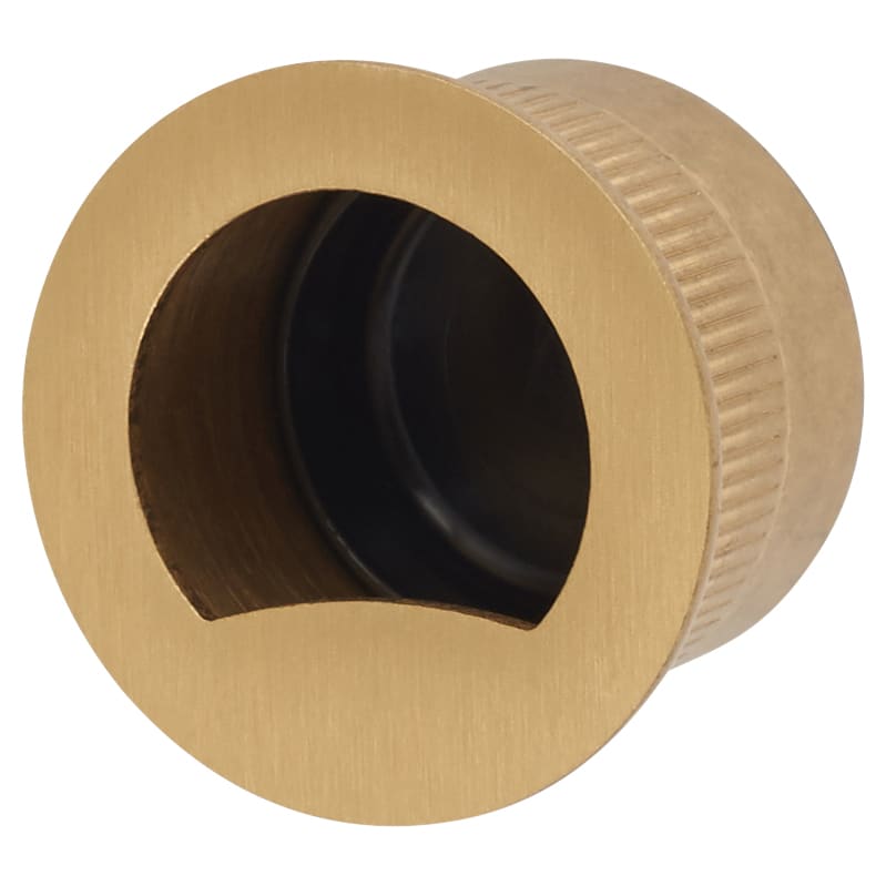 Round Door Edge Flush Pull - Satin Brass - view 2
