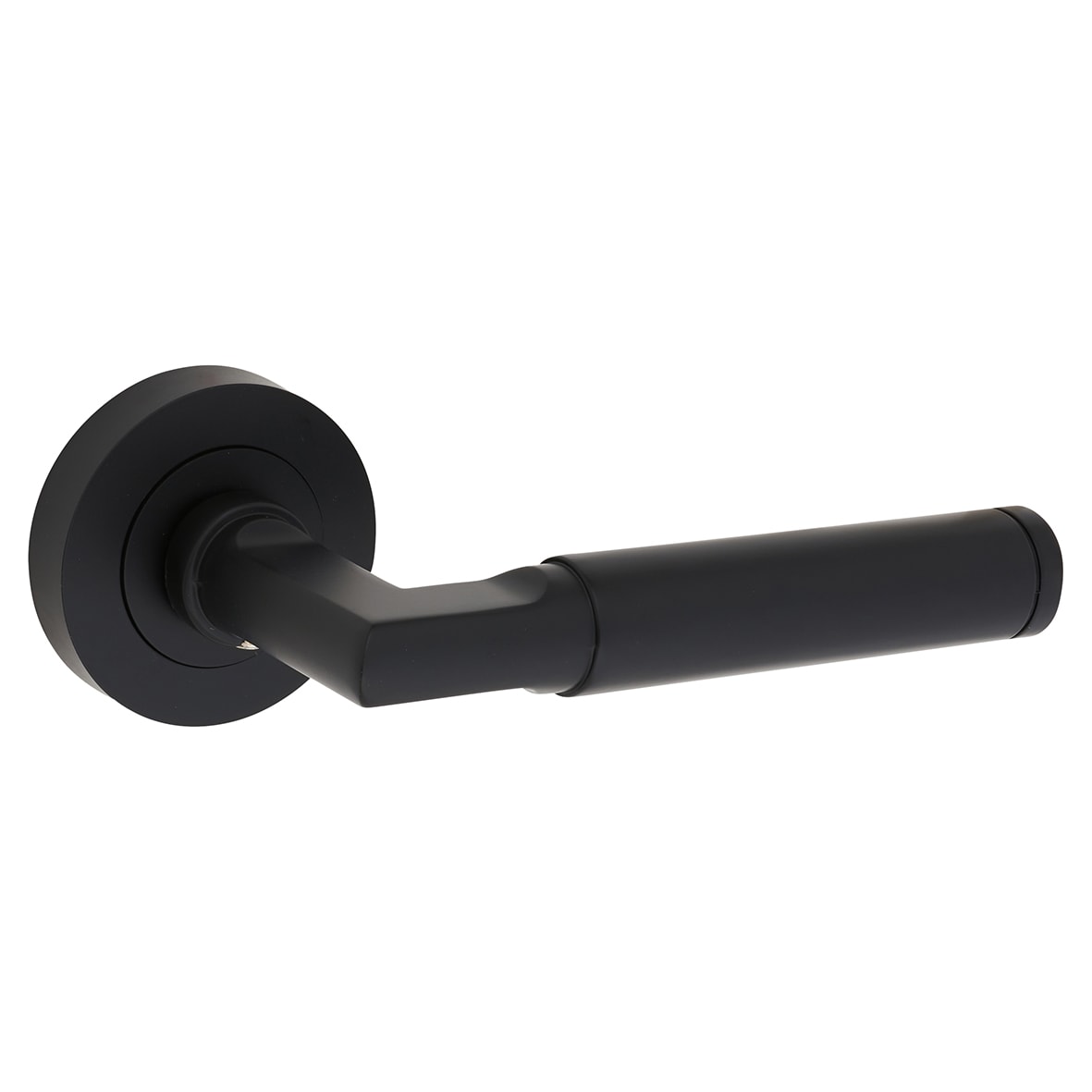 Brass Matt Black Latch Door Handles on Rose Ultimate Door Pack - Belas Rage - view 3
