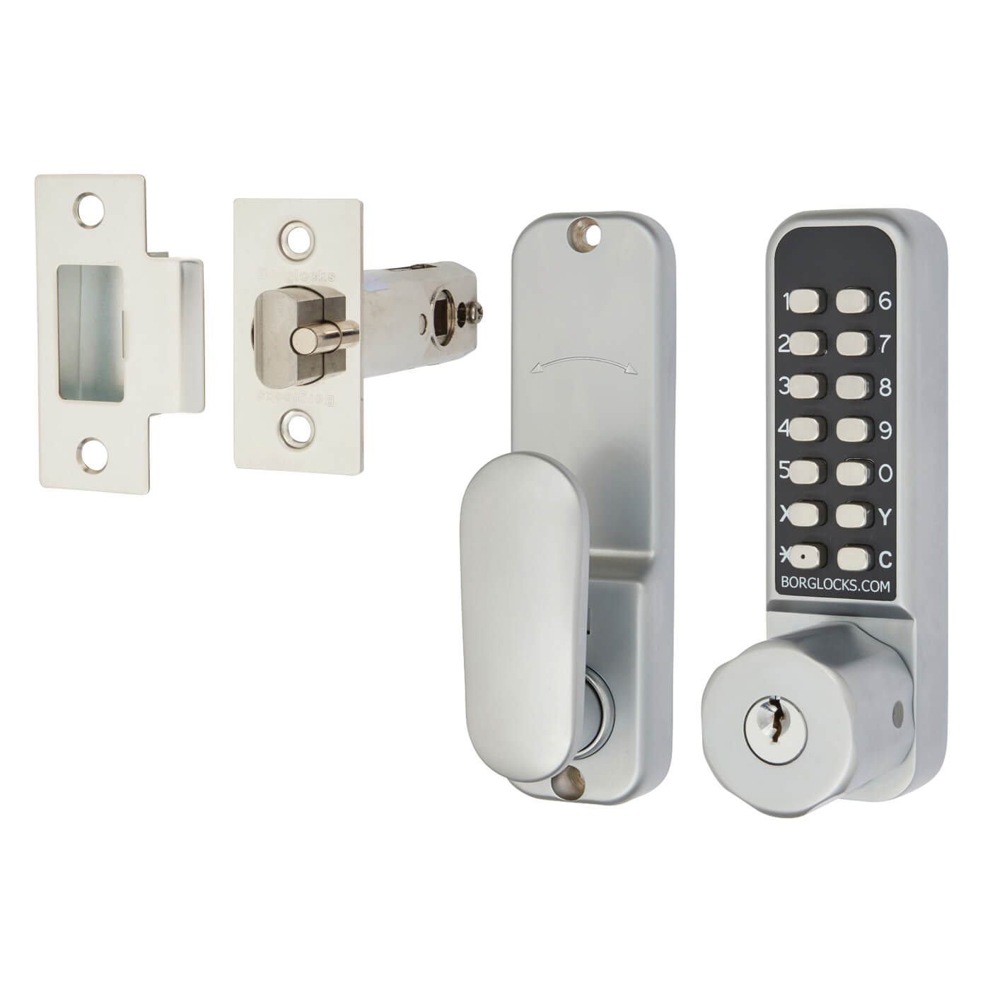 Borg BL2701 Easicode Pro Push Button Code Lock and Latch with Key Override - Holdback Option - Grey - view 2