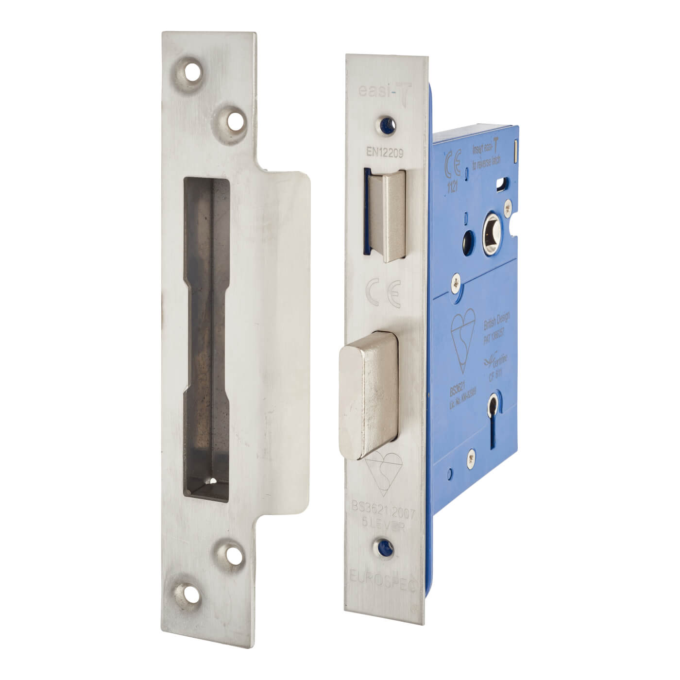 Bolt Through 5 Lever Sashlock - 78mm Case - 57mm Backset - Satin Stainless Steel - view 2