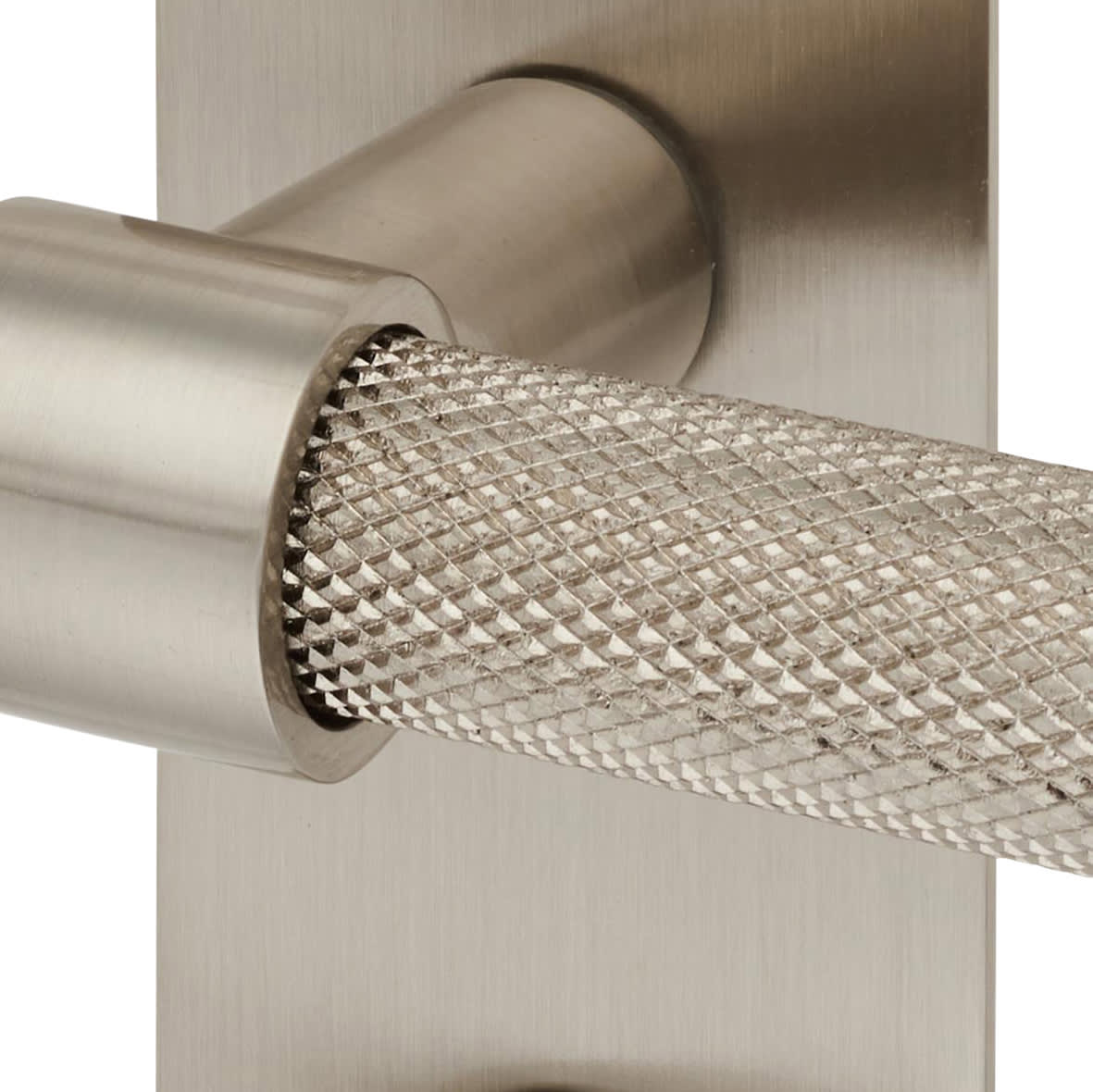 Satin Nickel Knurled Bathroom Lock Door Handles Pack - Loxley Range - view 6