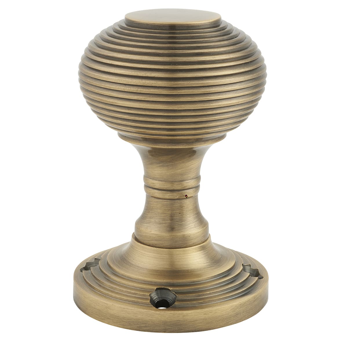 Antique Brass Beehive Mortice Door Knob - 60mm Rose Diameter - view 3