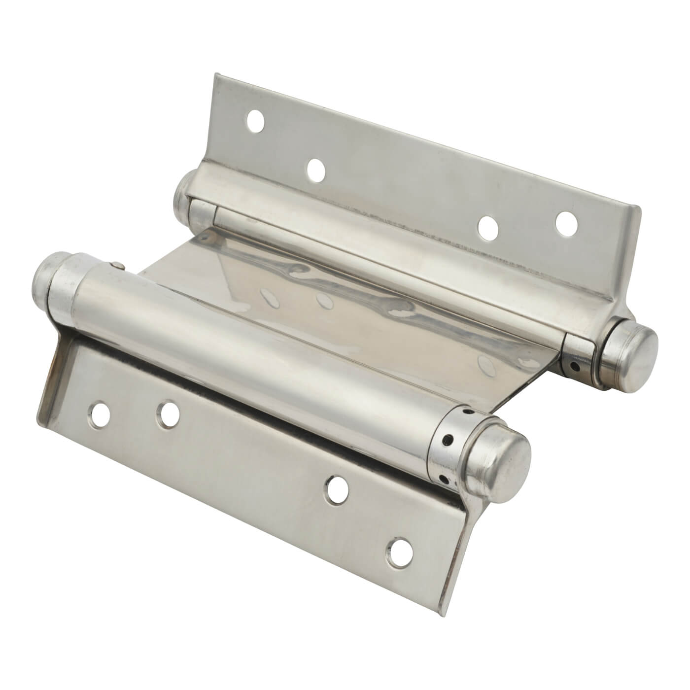 Double Action Self Closing Spring Hinge - 153mm Length - Polished Stainless Steel - Pair - view 3