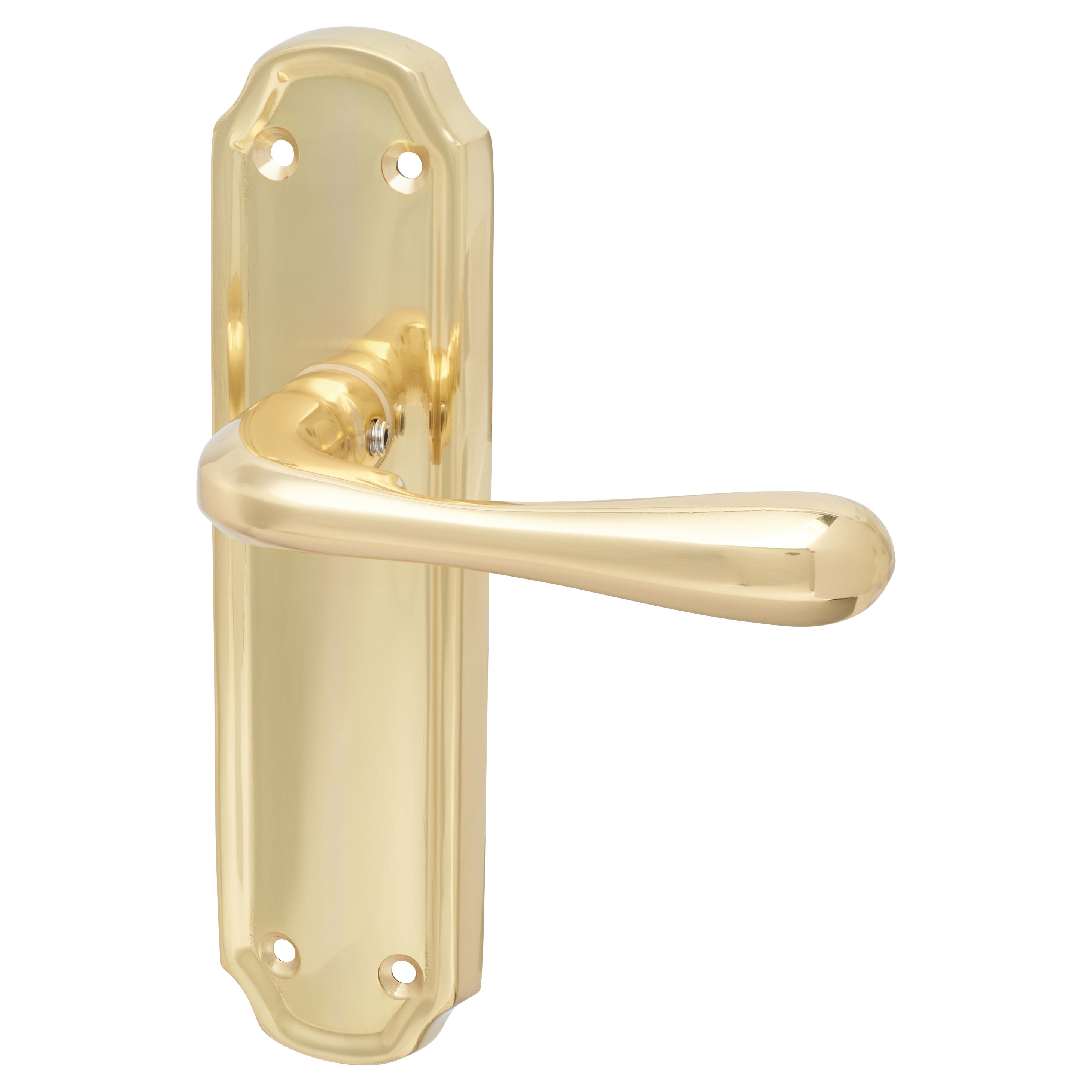 Polished Brass Latch Door Handles - Genoa Range - 168 x 45mm - view 2