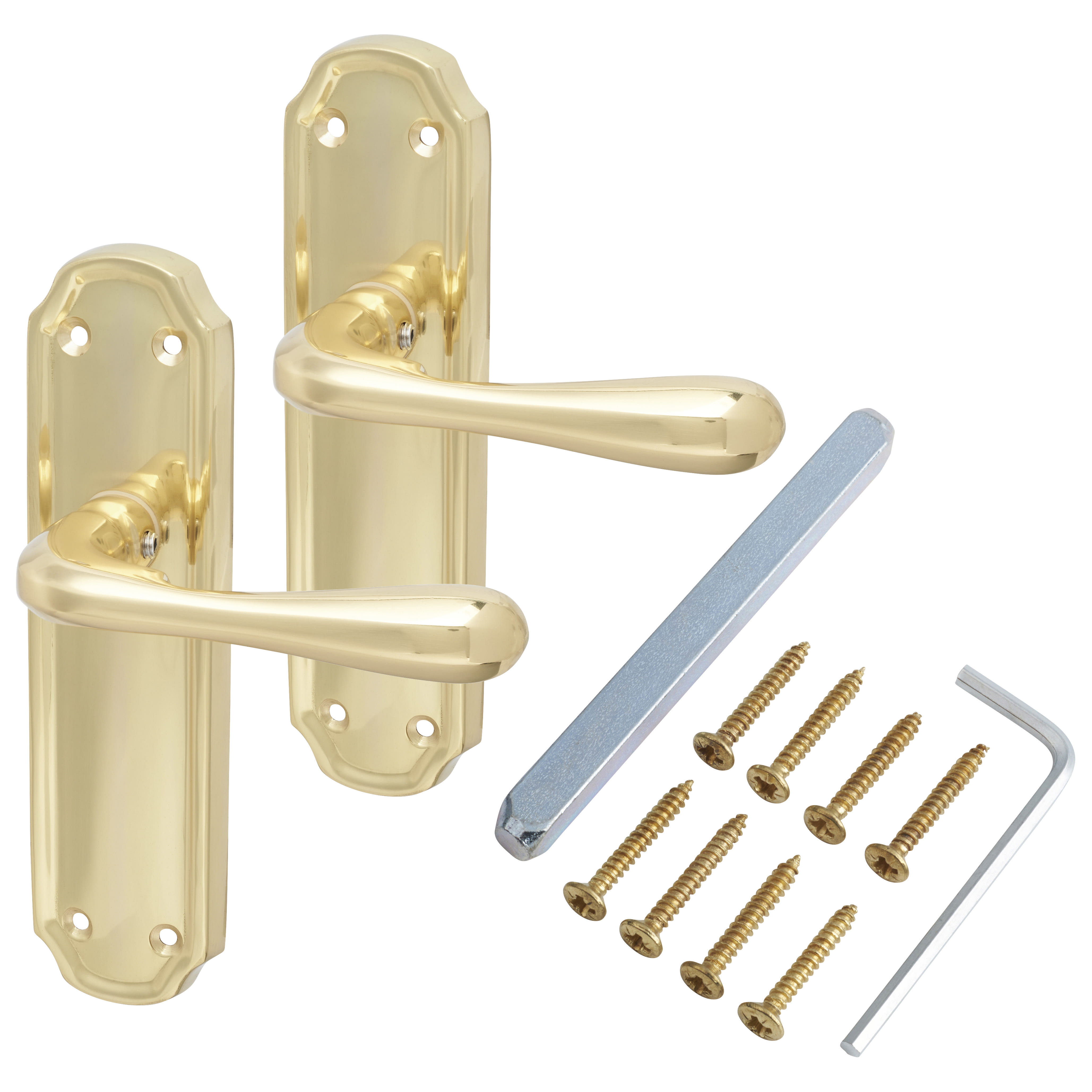 Polished Brass Latch Door Handles - Genoa Range - 168 x 45mm - view 3