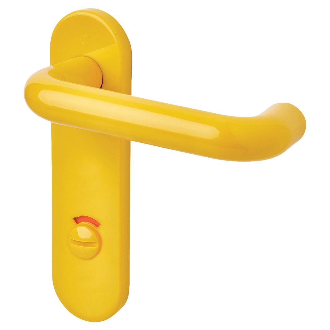 Golden Yellow Nylon Steel Core Safety Bathroom Door Handles - 78mm c/c - Paris Range - view 3