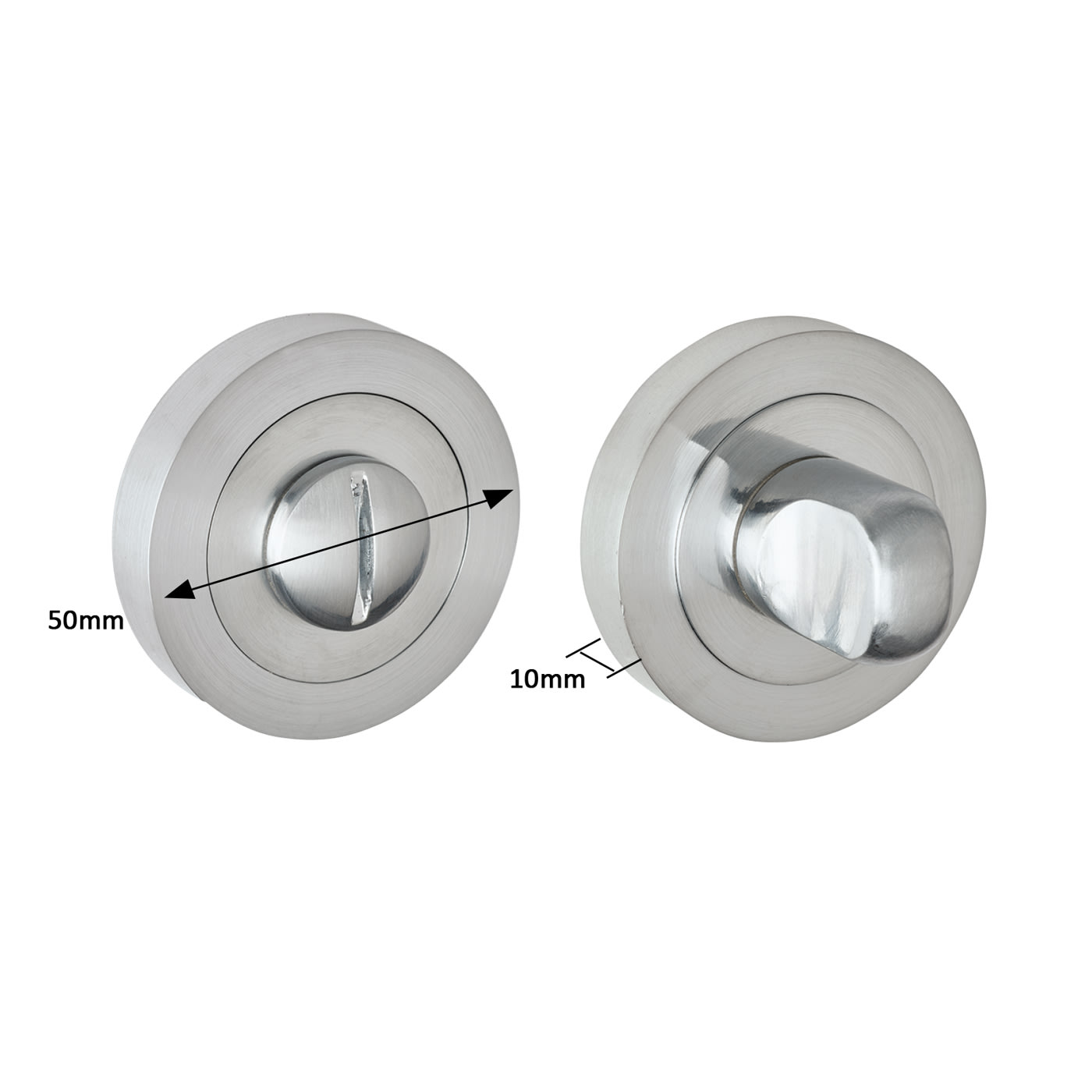 Bathroom Turn & Release - 50mm Diameter - Satin Chrome - view 2