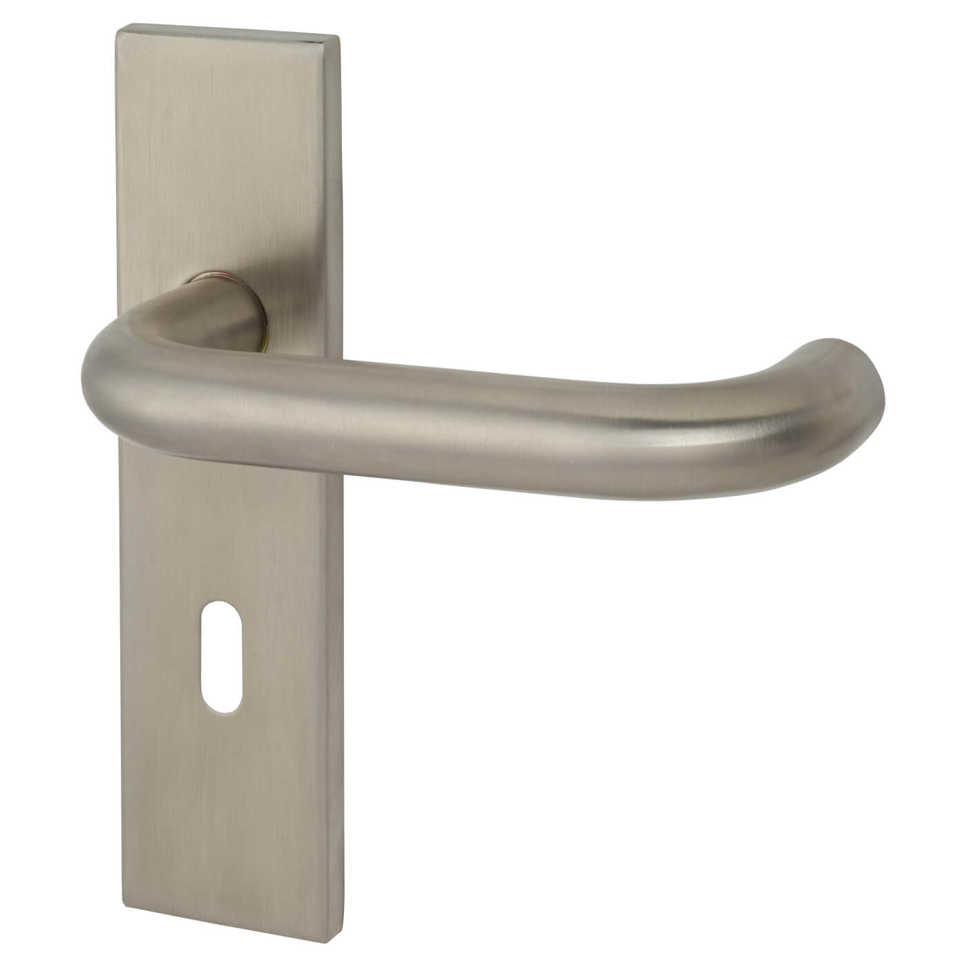 Satin Stainless Steel 19mm Return to Door Keyhole Lock Door Handles - Square - 57mm c/c - view 2