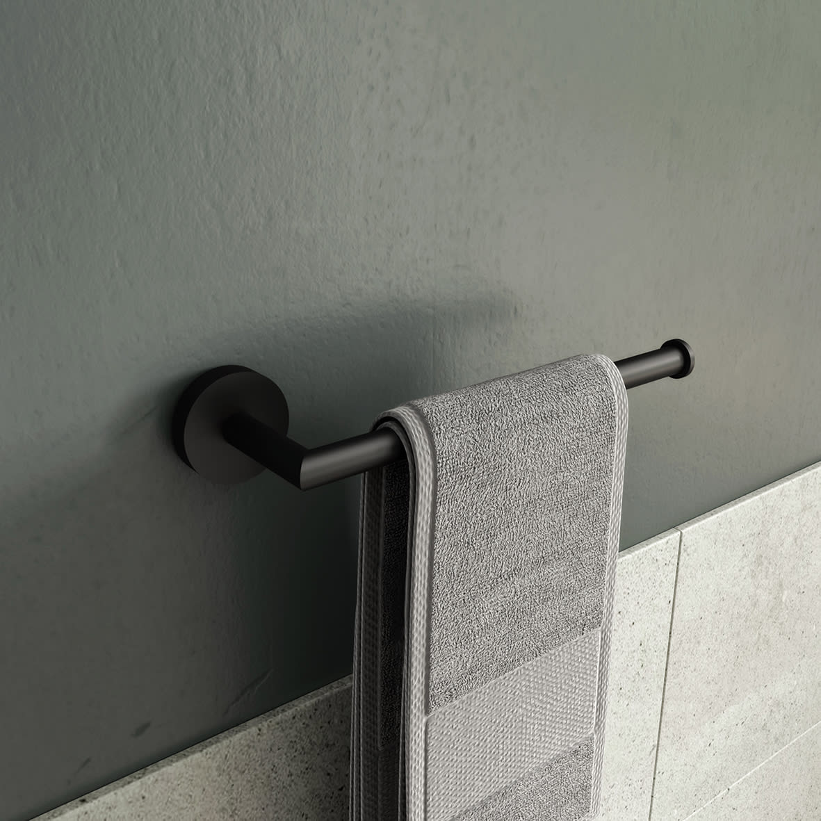 Epsom Flexi-Fix Round Towel Bar - 270.5 x 81.5 x 54mm - Matt Black - view 2