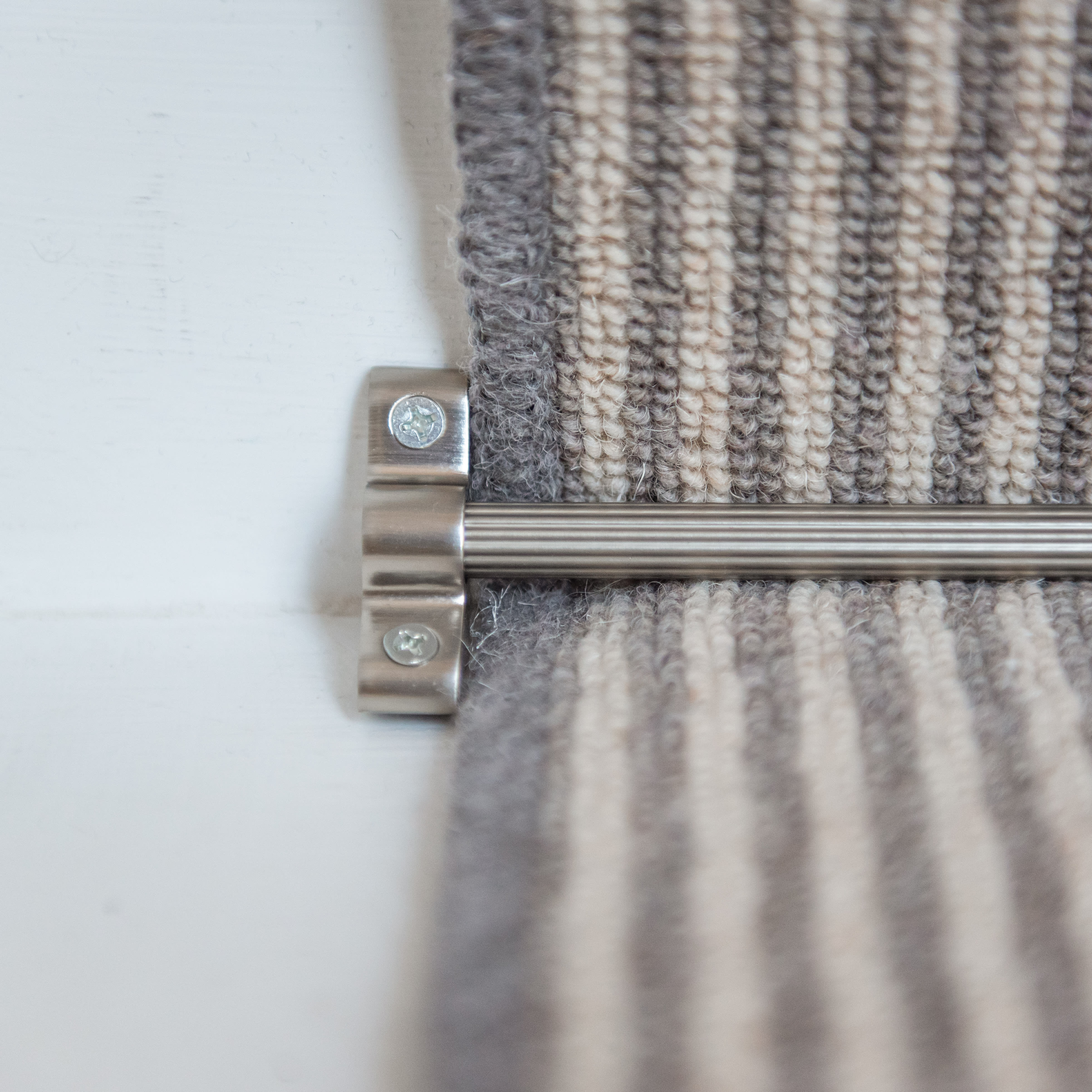 Lines Stair Rod with Plain Finials - 900mm Length - Satin Nickel - view 5